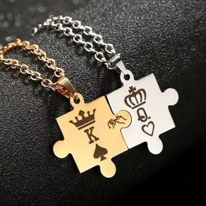 Stainless Steel King & Queen Necklace Set
